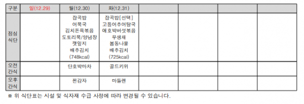 2024년 12월 식단표